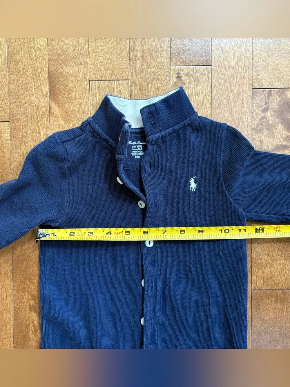 Ralph Lauren Navy French-Rib Cotton One-Piece Bodysuit 18 months